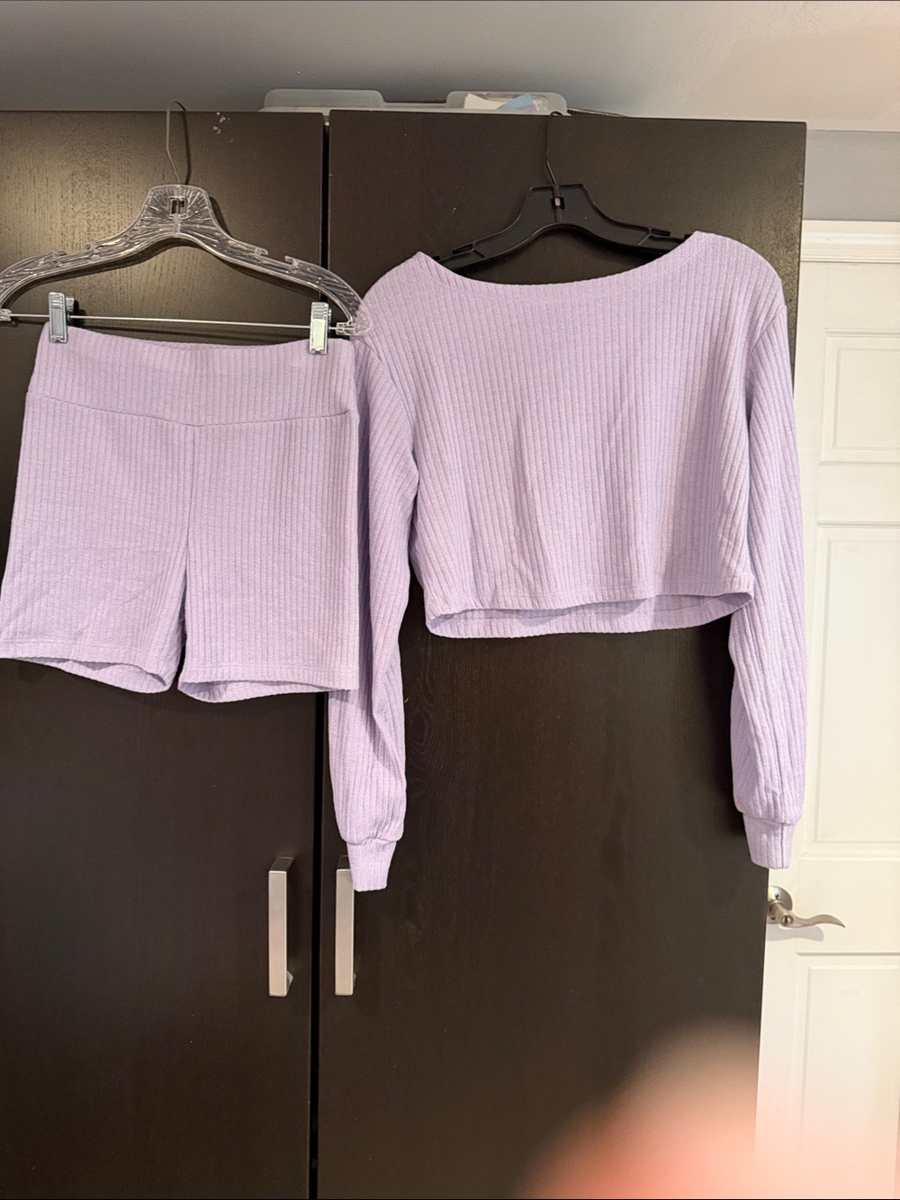 SHEIN Lilac Ribbed Knit Lounge Shorts
